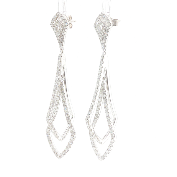 Elegant 18K White Gold Diamond Drop Earrings Image 3 Biondi Diamond Jewelers Aurora, CO