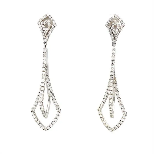 Elegant 18K White Gold Diamond Drop Earrings Biondi Diamond Jewelers Aurora, CO