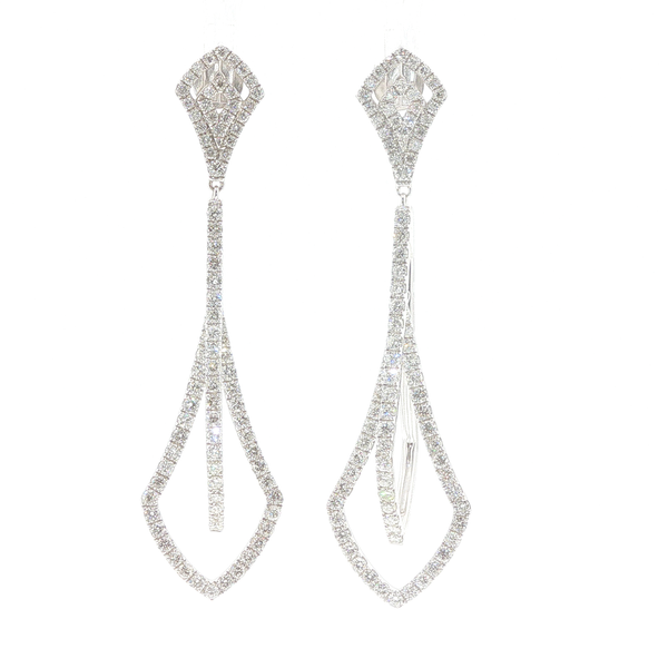 Elegant 18K White Gold Diamond Drop Earrings Biondi Diamond Jewelers Aurora, CO