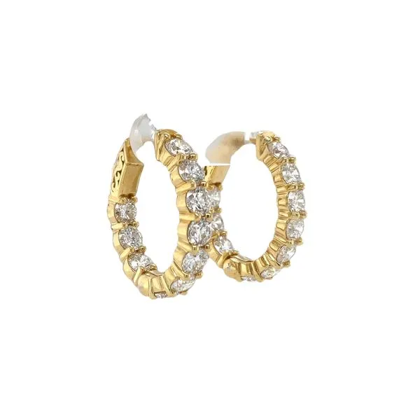 18K Yellow Gold Inside-Outside Diamond Hoop Earrings with 4.39CTW Image 2 Biondi Diamond Jewelers Aurora, CO