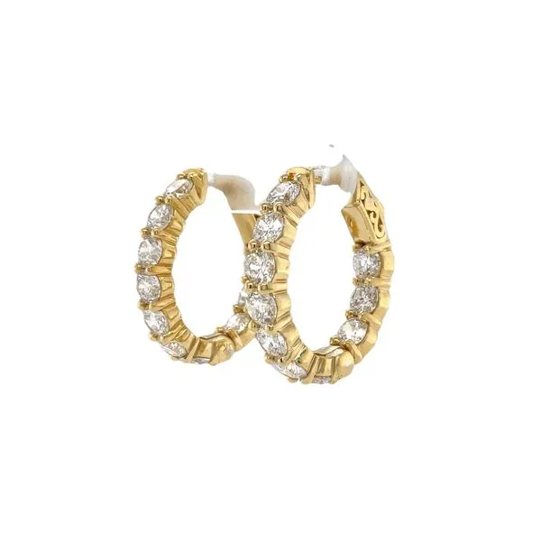 18K Yellow Gold Inside-Outside Diamond Hoop Earrings with 4.39CTW Image 3 Biondi Diamond Jewelers Aurora, CO