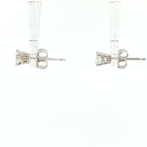 14K White Gold Round Diamond Solitaire Stud Earrings Image 3 Biondi Diamond Jewelers Aurora, CO