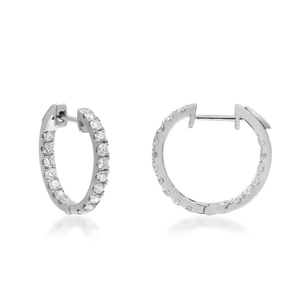 14K White Gold 1.04ctw Diamond Inside Outside Hoop Earrings Biondi Diamond Jewelers Aurora, CO