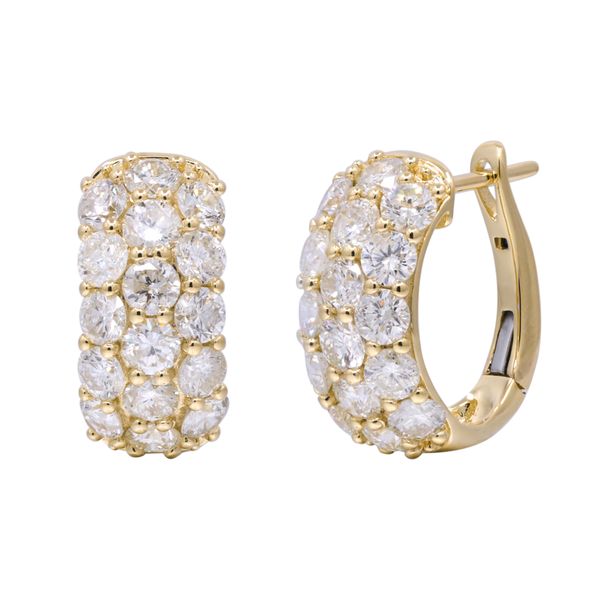14K Yellow Gold 3.40ctw Diamond Three Row Hoop Earrings Biondi Diamond Jewelers Aurora, CO