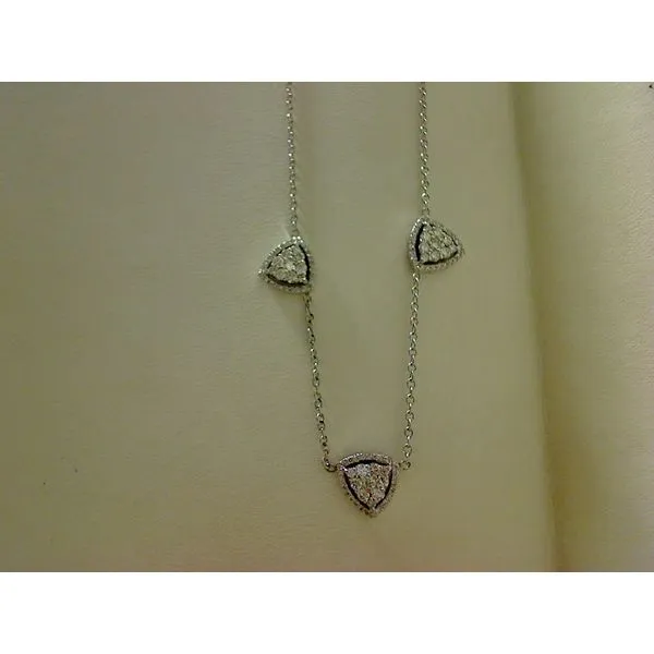Diamond 3-Triangle Pavé Halo Necklace Biondi Diamond Jewelers Aurora, CO