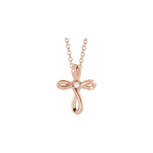Rose Gold Cross Necklace with Diamond Biondi Diamond Jewelers Aurora, CO