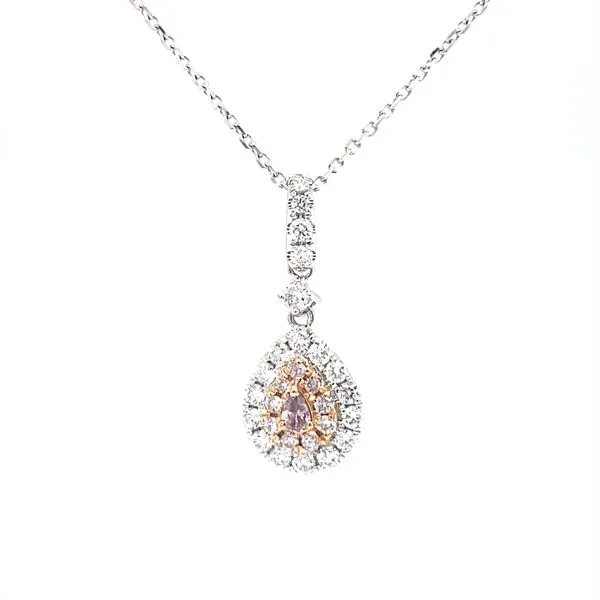18K White and Rose Gold Pink Diamond Pear Pendant Biondi Diamond Jewelers Aurora, CO