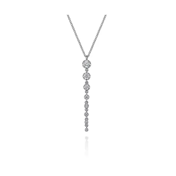 White Gold Graduated Vertical Diamond Bar Necklace Biondi Diamond Jewelers Aurora, CO