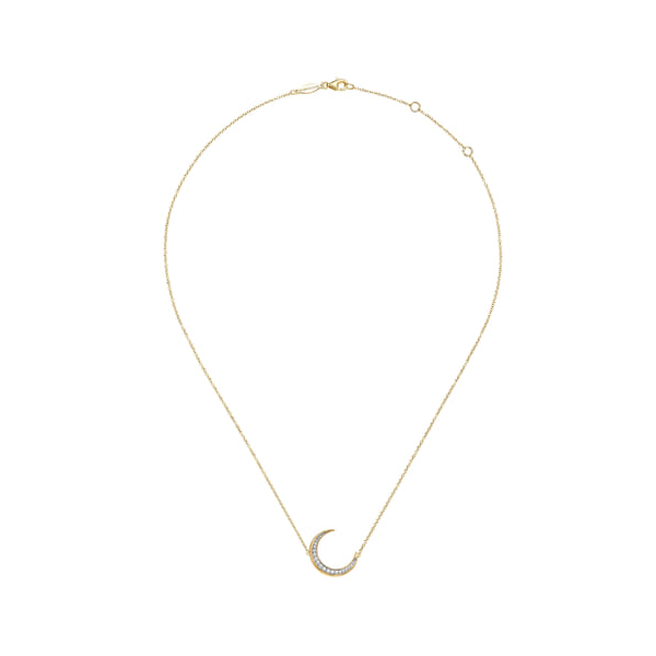 Crescent Moon Diamond Pendant Necklace Image 2 Biondi Diamond Jewelers Aurora, CO