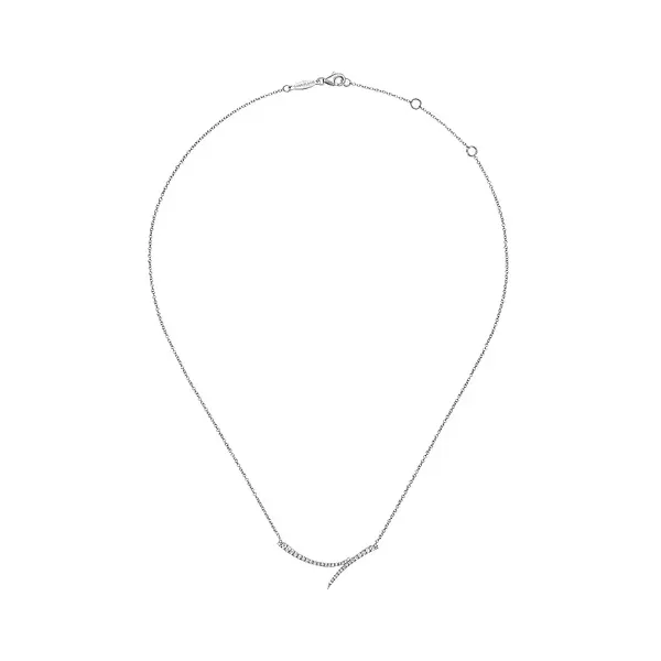 White Gold Curved Bypass Bar Necklace with Diamonds Image 2 Biondi Diamond Jewelers Aurora, CO