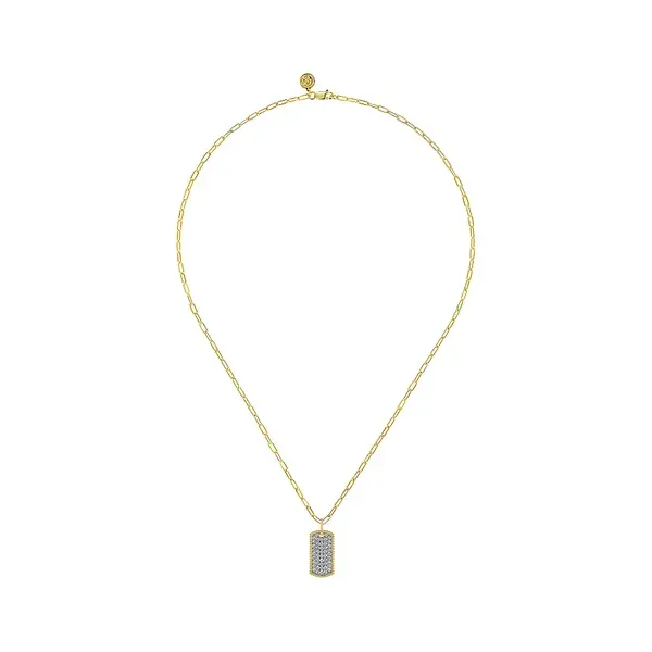 Pave Diamond Dog Tag Necklace Image 2 Biondi Diamond Jewelers Aurora, CO
