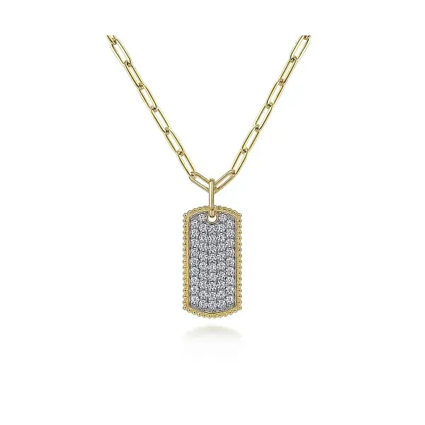 Pave Diamond Dog Tag Necklace Biondi Diamond Jewelers Aurora, CO