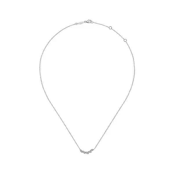 White Gold Diamond Leaf Necklace Image 2 Biondi Diamond Jewelers Aurora, CO
