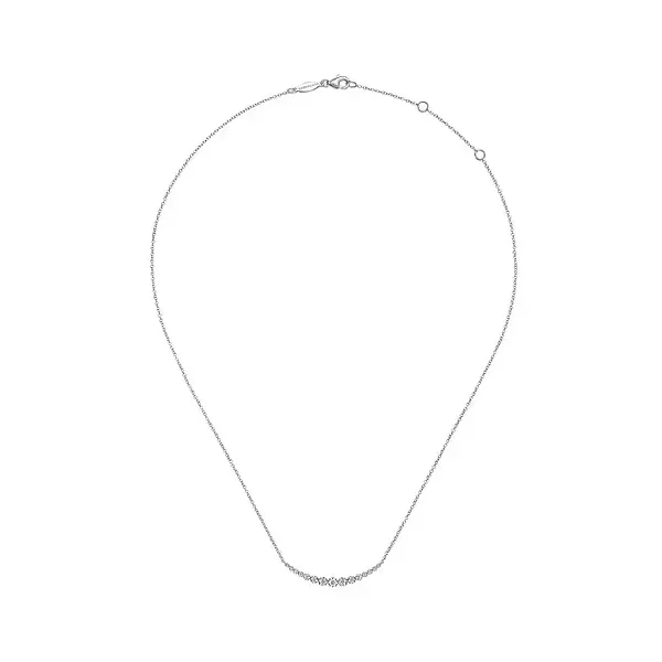 14K White Gold Curved Bar Diamond Necklace Image 2 Biondi Diamond Jewelers Aurora, CO