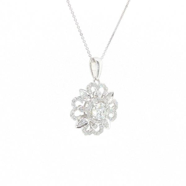 Diamond Floral Pendant Image 2 Biondi Diamond Jewelers Aurora, CO