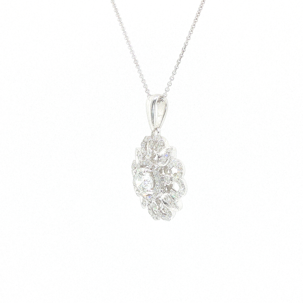 Diamond Floral Pendant Image 3 Biondi Diamond Jewelers Aurora, CO