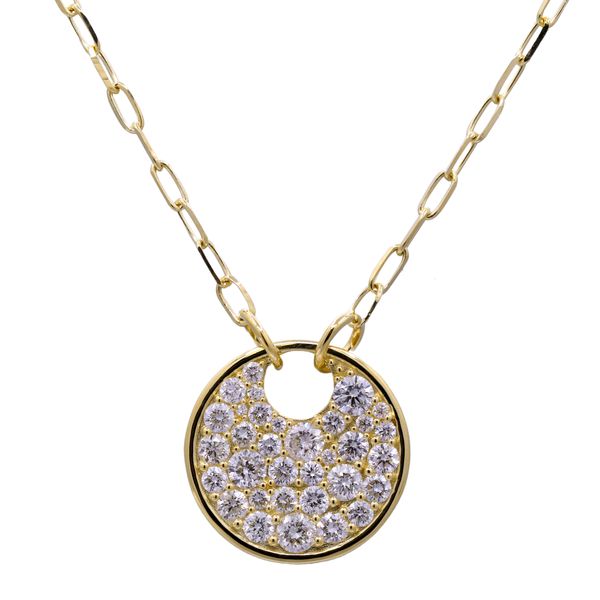 14K Yellow Gold 1.48ctw Diamond Pavé Disc Necklace Image 4 Biondi Diamond Jewelers Aurora, CO