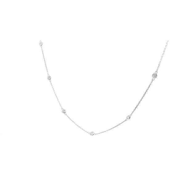 14K White Gold 1.05ctw Diamond Station Adjustable Necklace Image 4 Biondi Diamond Jewelers Aurora, CO