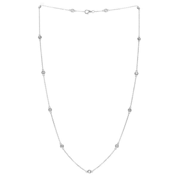 14K White Gold 1.05ctw Diamond Station Adjustable Necklace Biondi Diamond Jewelers Aurora, CO