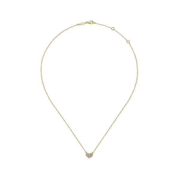 14K Yellow Gold 0.07 CTW Diamond Pavé Heart Adjustable Necklace Image 2 Biondi Diamond Jewelers Aurora, CO