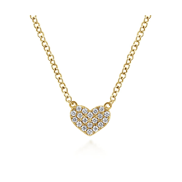 14K Yellow Gold 0.07 CTW Diamond Pavé Heart Adjustable Necklace Biondi Diamond Jewelers Aurora, CO