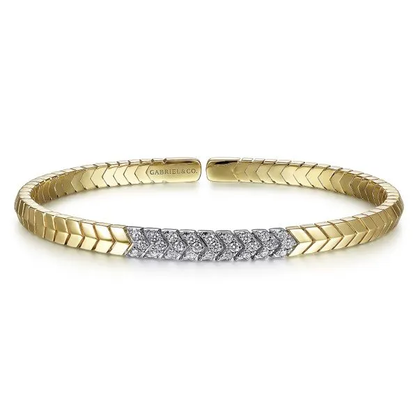 14KY/W Cuff Pave Bracelet with Diamonds Biondi Diamond Jewelers Aurora, CO