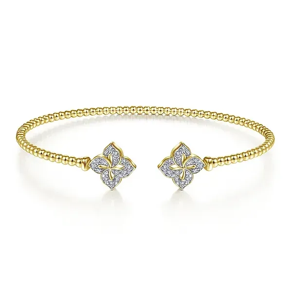 14KY Bujukan Bracelet with Diamond Flower Caps Biondi Diamond Jewelers Aurora, CO