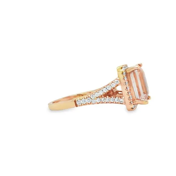 Morganite and Diamond Halo Ring Image 2 Biondi Diamond Jewelers Aurora, CO