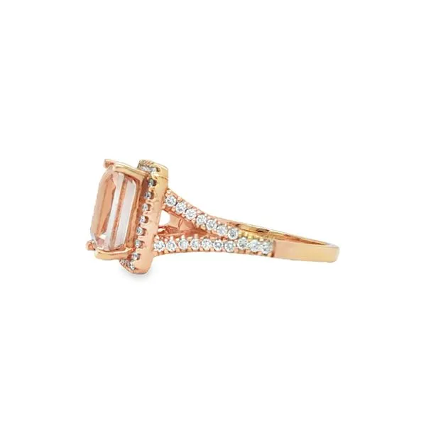 Morganite and Diamond Halo Ring Image 3 Biondi Diamond Jewelers Aurora, CO