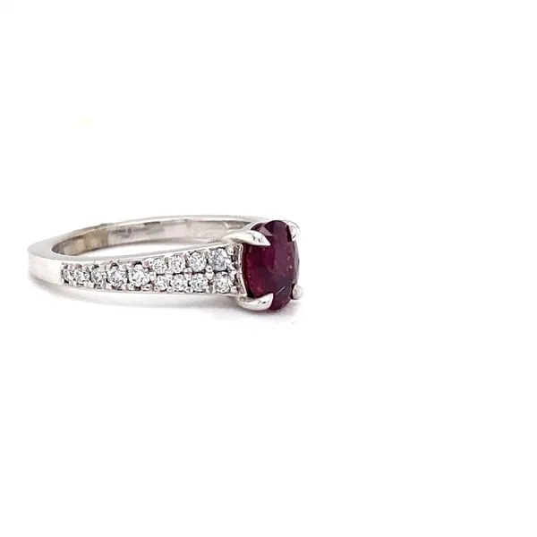Elegant Ruby and Diamond Engagement Ring in 14K White Gold Image 2 Biondi Diamond Jewelers Aurora, CO