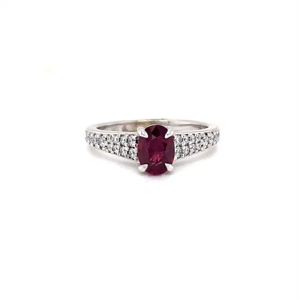 Elegant Ruby and Diamond Engagement Ring in 14K White Gold similar item image