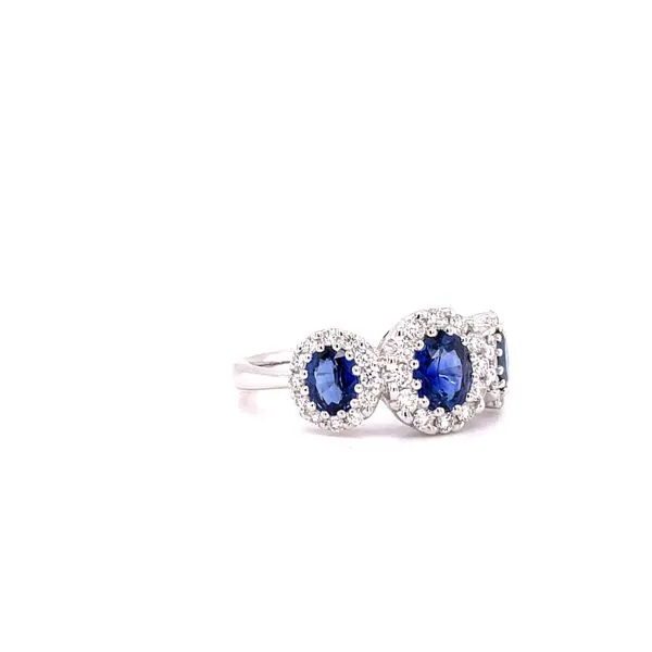 18K White Gold Sapphire and Diamond Trilogy Ring Image 3 Biondi Diamond Jewelers Aurora, CO