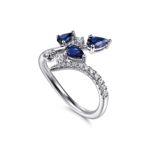 Floral Sapphire and Diamond Ring Image 2 Biondi Diamond Jewelers Aurora, CO