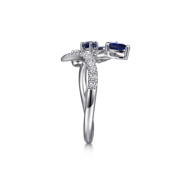Floral Sapphire and Diamond Ring Image 4 Biondi Diamond Jewelers Aurora, CO