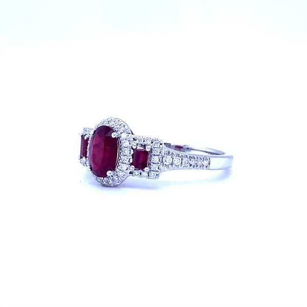 Three Ruby Halo Ring Image 2 Biondi Diamond Jewelers Aurora, CO
