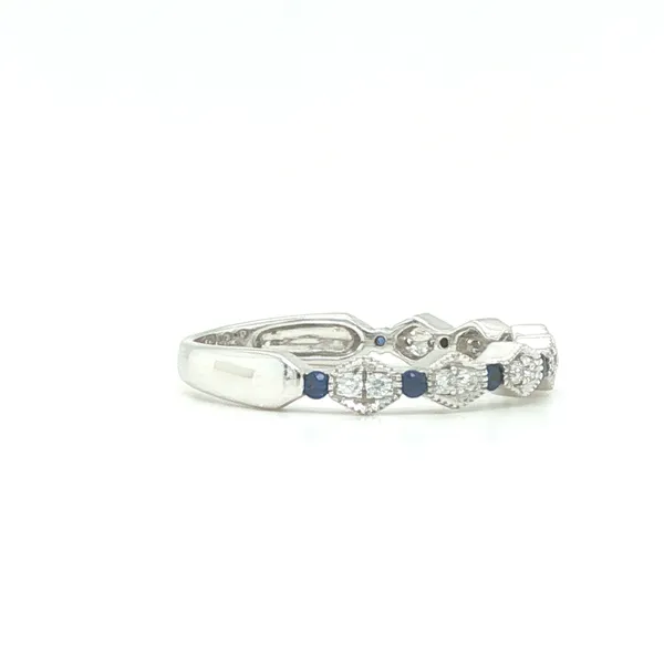14K White Gold Blue Sapphire & Diamond Contour Ring Image 2 Biondi Diamond Jewelers Aurora, CO