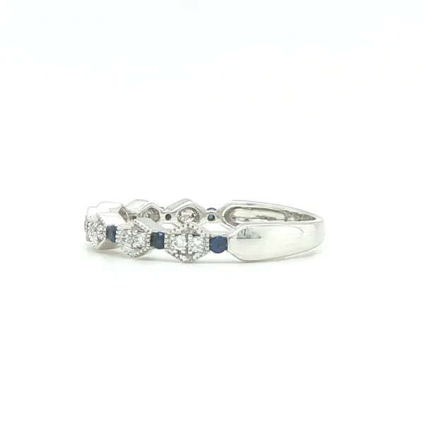 14K White Gold Blue Sapphire & Diamond Contour Ring Image 3 Biondi Diamond Jewelers Aurora, CO