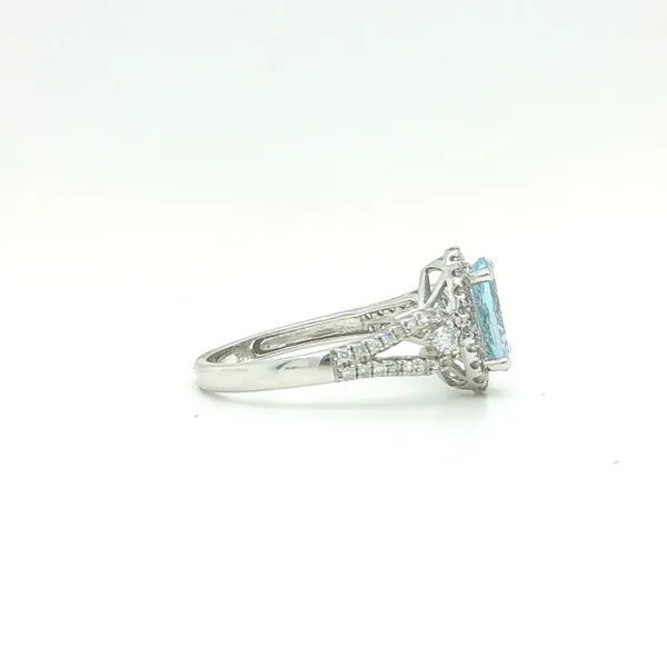 14K White Gold Aquamarine and Diamond Ring Image 2 Biondi Diamond Jewelers Aurora, CO