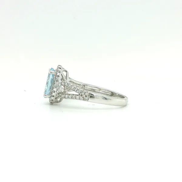 14K White Gold Aquamarine and Diamond Ring Image 3 Biondi Diamond Jewelers Aurora, CO