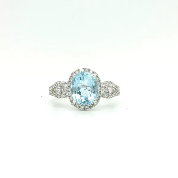 14K White Gold Aquamarine and Diamond Ring Biondi Diamond Jewelers Aurora, CO
