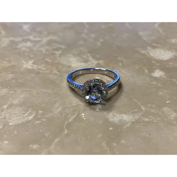 14K White Gold Aquamarine and Diamond Ring Biondi Diamond Jewelers Aurora, CO