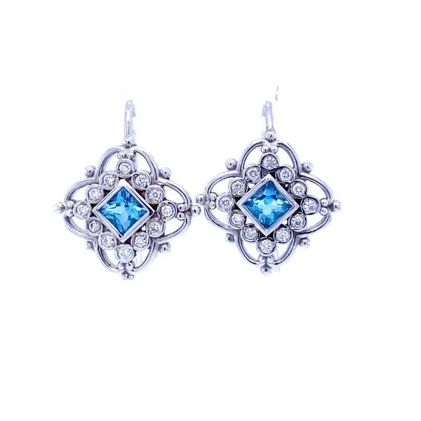 Blue Topaz and Diamond Earrings in 14K White Gold Biondi Diamond Jewelers Aurora, CO