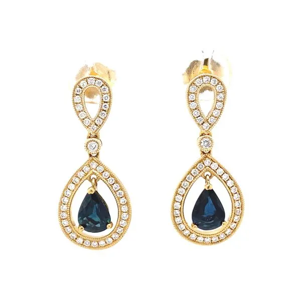 Teardrop Sapphire and Diamond Earrings in 14K Yellow Gold Biondi Diamond Jewelers Aurora, CO