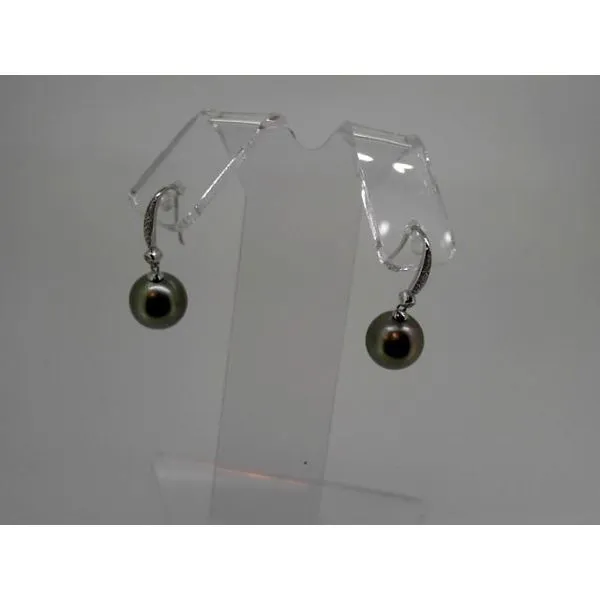 Tahitian Pearl and Diamond Accent Earrings in 14K White Gold Biondi Diamond Jewelers Aurora, CO