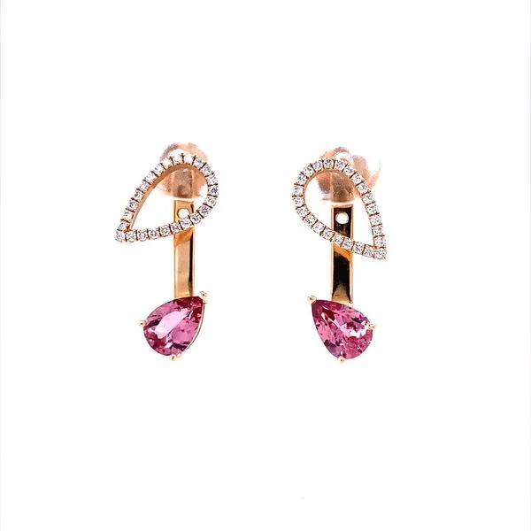 Rose Gold Lotus Garnet and Diamond Halo Earrings Biondi Diamond Jewelers Aurora, CO