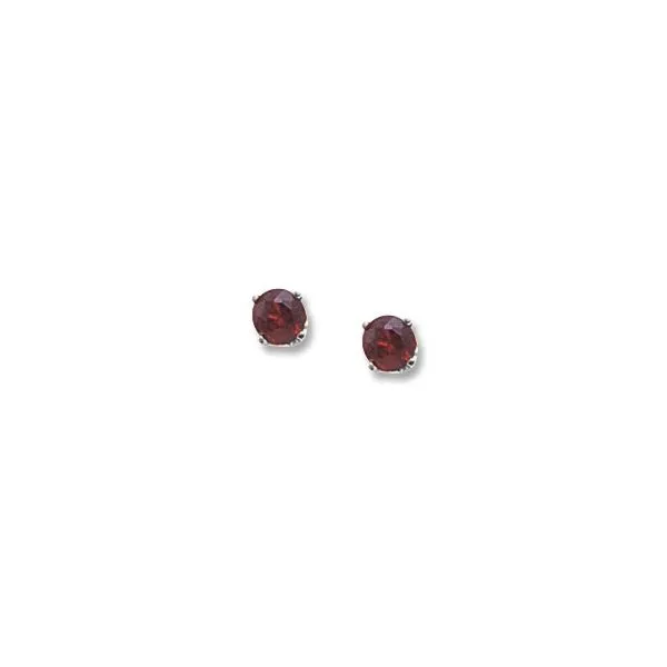 14K White Gold 4mm Garnet Stud Earrings Biondi Diamond Jewelers Aurora, CO