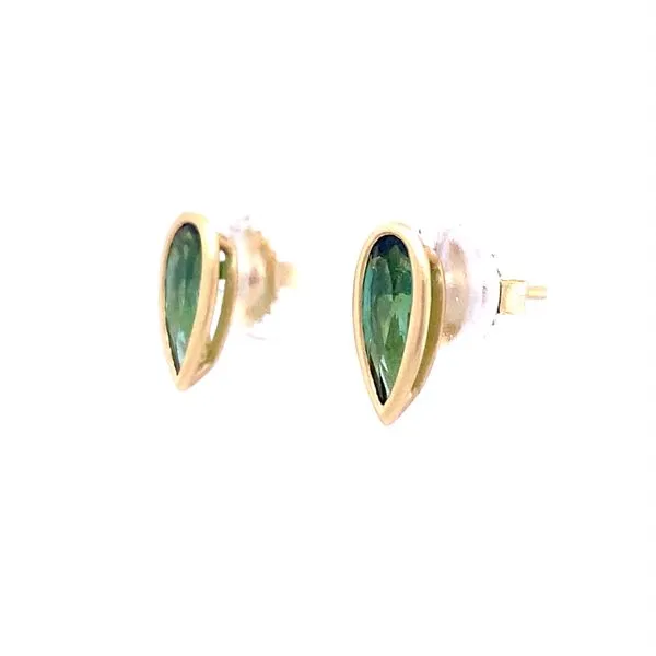 18K Yellow Gold Green Tourmaline Bezel Stud Earrings Image 3 Biondi Diamond Jewelers Aurora, CO