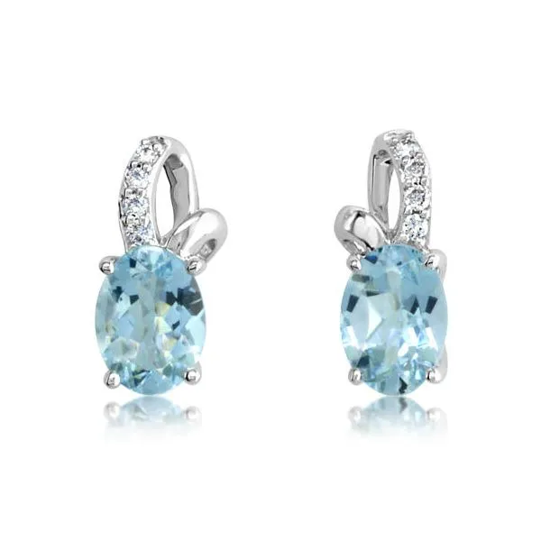 14K White Gold Aquamarine & Diamond Accent Drop Earrings Biondi Diamond Jewelers Aurora, CO