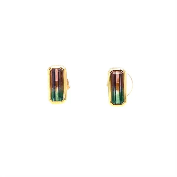 14K Yellow Gold Watermelon Tourmaline Earrings Biondi Diamond Jewelers Aurora, CO