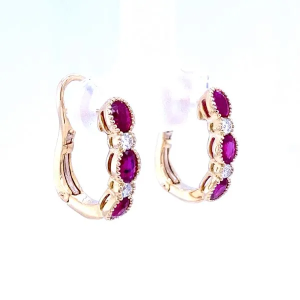 18K Yellow Gold Ruby and Diamond Earrings Image 2 Biondi Diamond Jewelers Aurora, CO